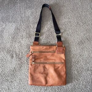 Margot Genuine Leather Double Zipper Crossbody Shoulder Bag